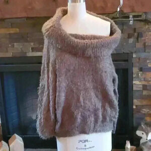 Off the shoulder or cowl neck sweater